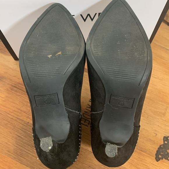 Nine West | Eye Candy Black Studded Zipper Ankle Boots Booties + Box 7 M - Picture 13 of 14